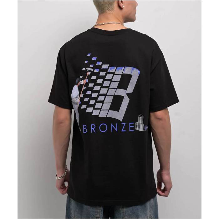 Bronze 56K 【 Roller Logo Black T-Shirt Men\u0027s Black 】 ロゴタイプ 黒いこと 黒いこと プルオーバー メンズ 黒いこと 黒いこと