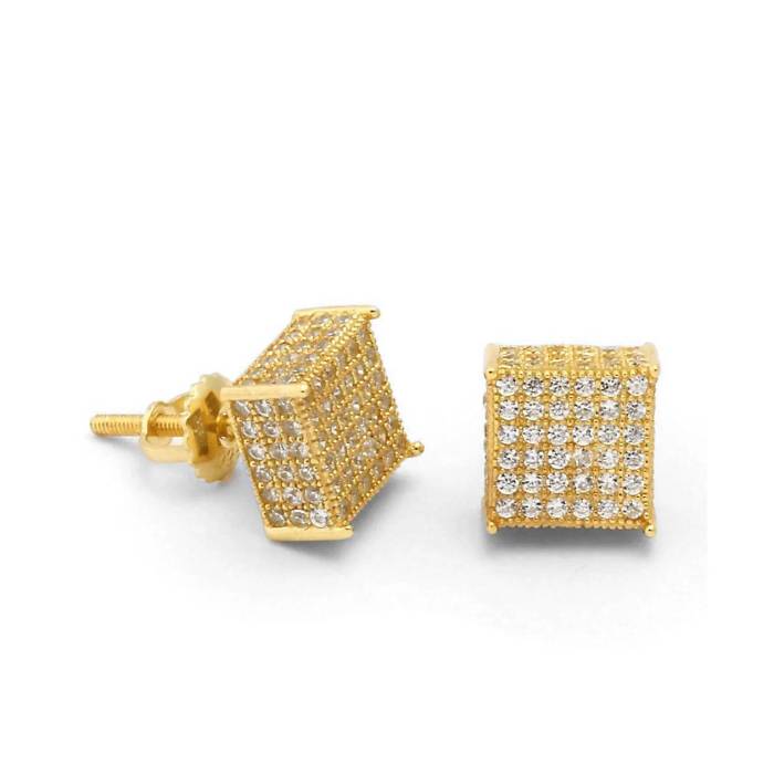 【★百貨店SALE★6/11夜夜中2時迄】King Ice 【 Triple-Row Stud Gold Earrings Men\u0027s Gold 】 ゴールド イヤリング メンズ ゴールド