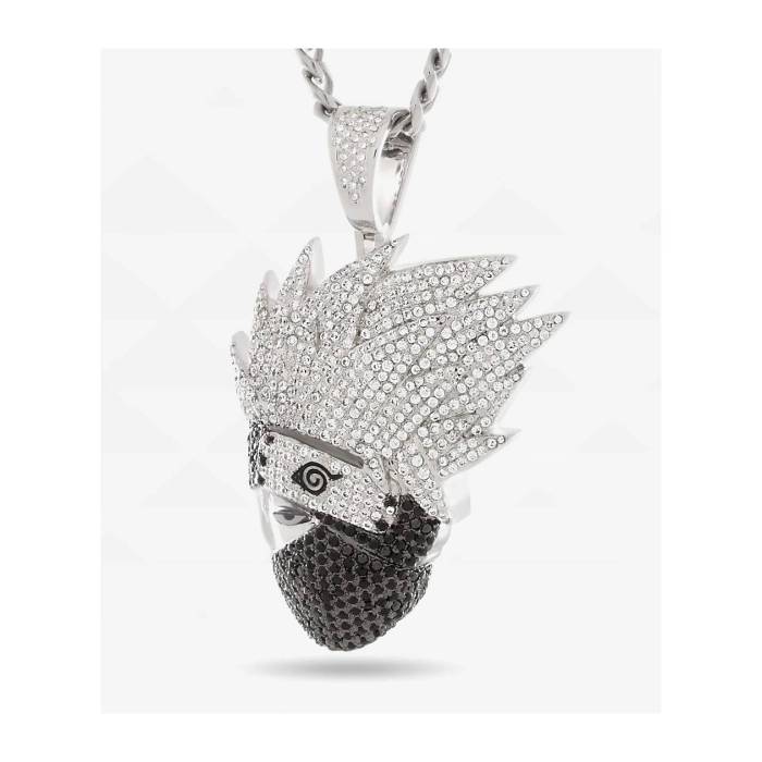 【★百貨店SALE★6/11十二時2時迄】King Ice 【 X Naruto Kakashi Necklace Men\u0027s Silver 】 首飾り メンズ Silver しろがね色・しろがね色