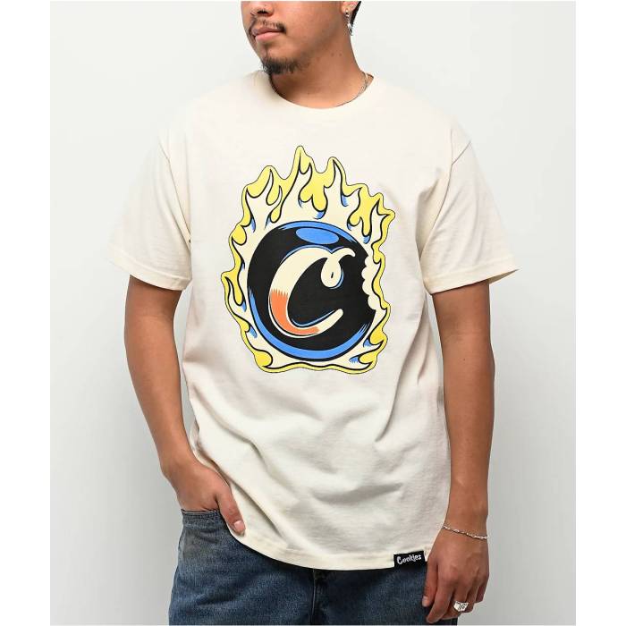【★百貨店SALE★6/11真夜中2時迄】Cookies Clothing 【 Cookies Fireball Natural T-Shirt Men\u0027s Natural 】 自然的 ティーシャツ メンズ 自然的