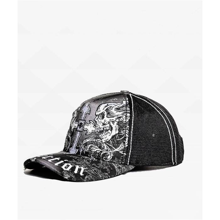 【★百貨店SALE★6/11真夜中2時迄】アフリクション Affliction 【 Winged Up Black Potassium Spray Trucker Hat Men\u0027s Black 】 黒いこと 黒いこと トラッカー メンズ 黒いこと 黒いこと