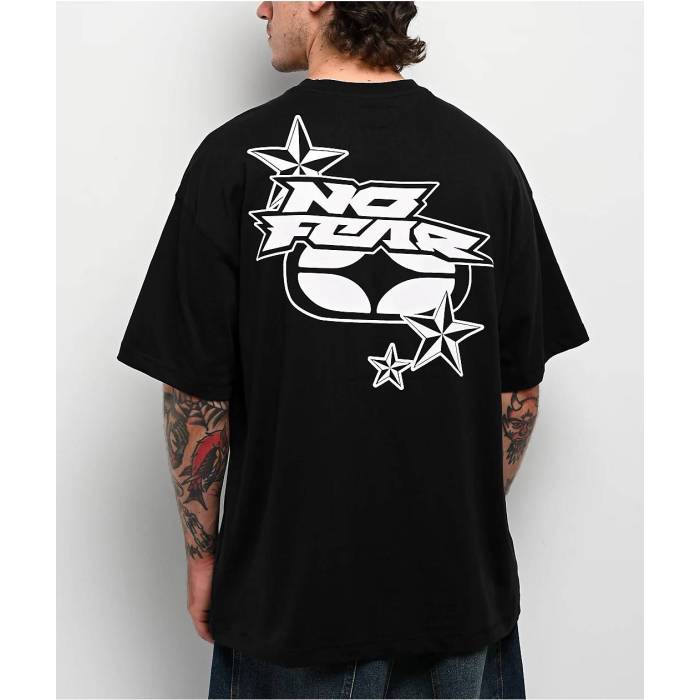 【★百貨店SALE★6/11十二時2時迄】No Fear 【 Star Black T-Shirt Men\u0027s Black 】 黒いこと 黒いこと プルオーバー メンズ 黒いこと 黒いこと