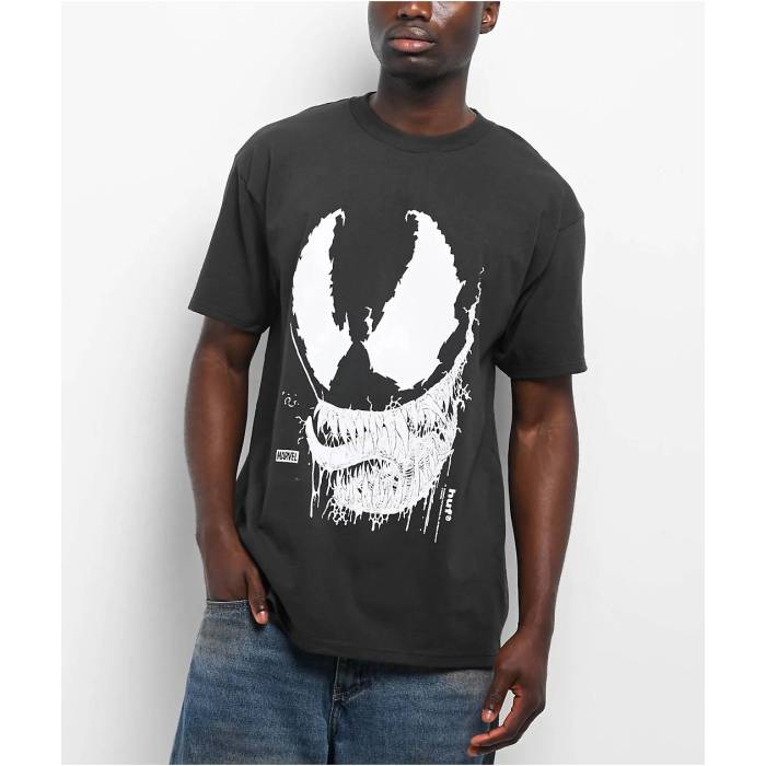 ハフ Huf 【 X Spider-Man Vile Washed Black T-Shirt Men's Grey 】 黒色 ブラック Tシャツ メンズ 灰色 グレー