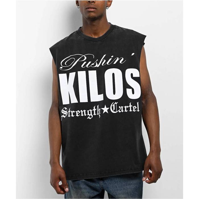 Strength Cartel 【 Pushin Kilos Black Tank Top Men\u0027s Black 】 黒いこと 黒いこと 貯蔵タンクいの一番 メンズ 黒いこと 黒いこと