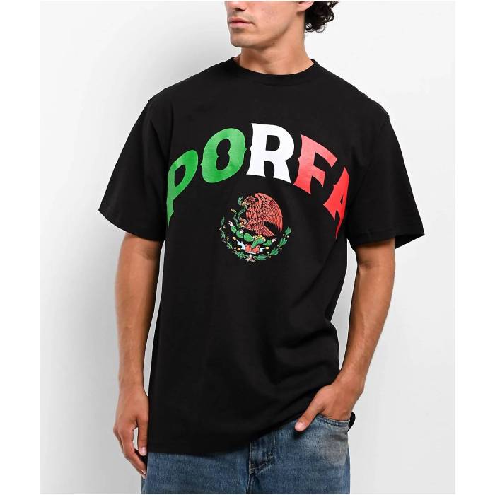 Porfa 【 Standard Flag Black T-Shirt Men's Black 】 standard スタンダード 黒色 ブラック Tシャツ メンズ 黒色 ブラック