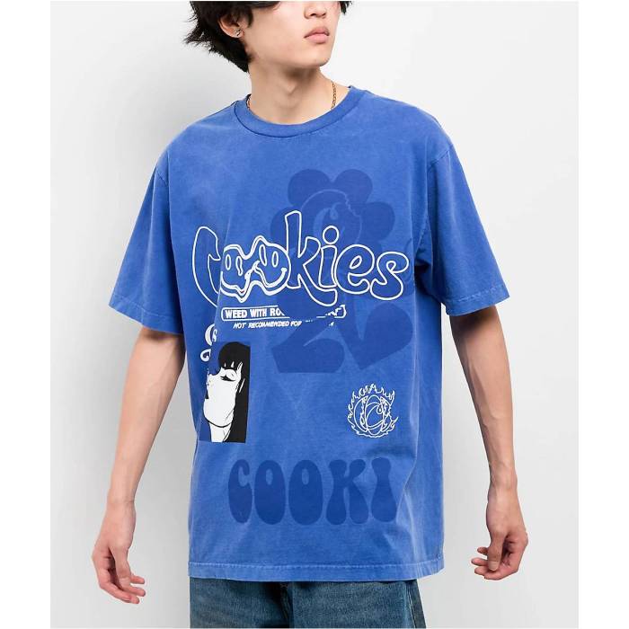 Cookies Clothing 【 Cookies Florist Blue Wash T-Shirt Men's Blue 】 青色 ブルー Tシャツ メンズ 青色 ブルー