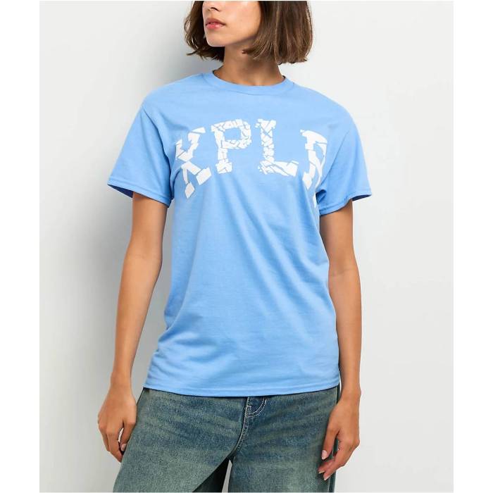 Xplr 【 Shatter Blue T-Shirt Women's Light Pastel Blue 】 青色 ブルー Tシャツ レディース 青色 ブルー