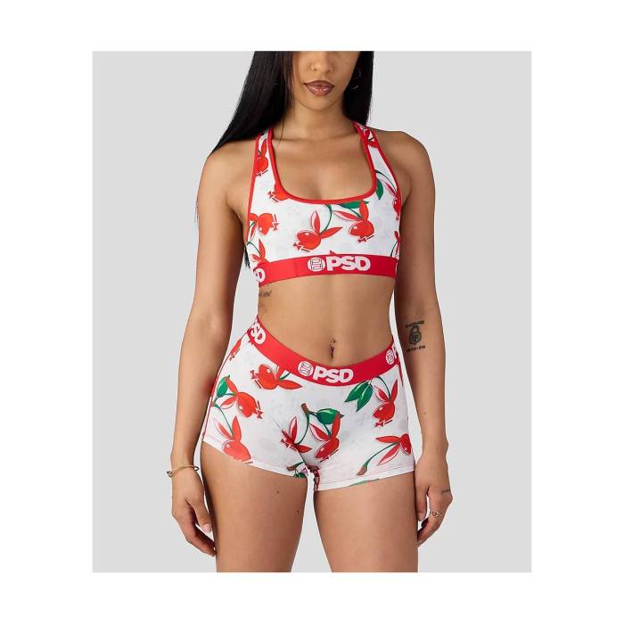 【★百貨店SALE★6/11真夜中2時迄】ピーエスディーアンダーウェア Psd Underwear 【 Psd X Playboy Cherry Lux Sports Bra Women\u0027s Red 】 レディース Red 赤・赤いこと
