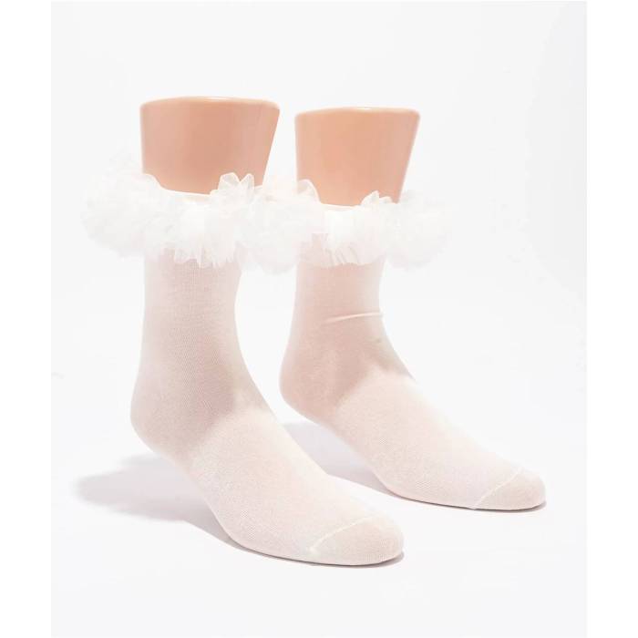 ハッピーソックス Happy Socks 【 Tulle White Crew Socks Women's White 】 白色 ホワイト クルー ソックス・靴下 レディース 白色 ホワイト