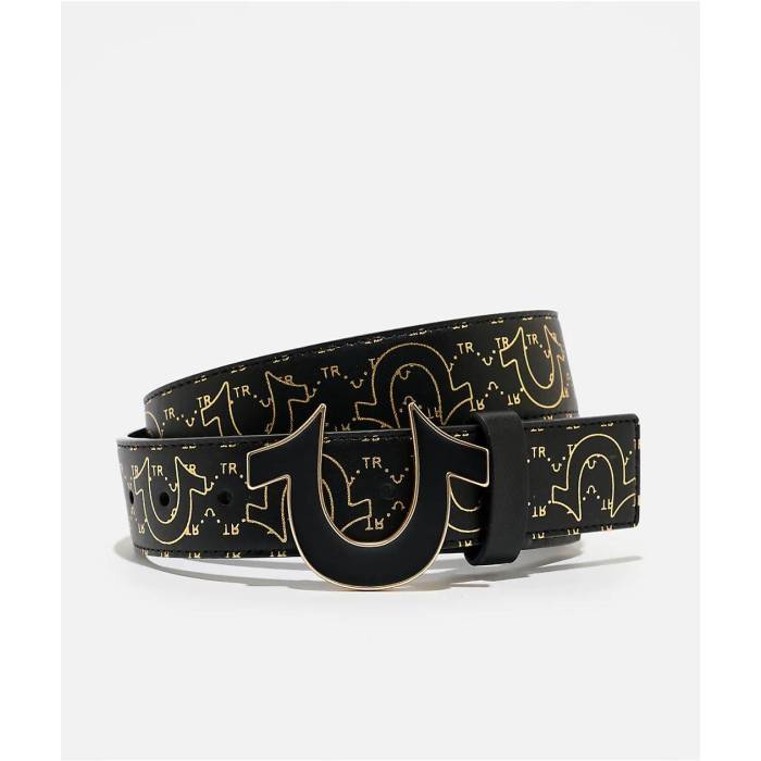 トゥルーレリジョン True Religion 【 Saffron Black \u0026 Gold Belt Men\u0027s Black 】 黒いこと 黒いこと ゴールド 胴締め メンズ 黒いこと 黒いこと