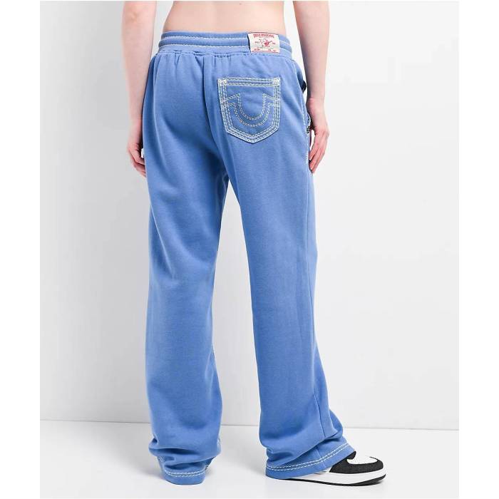 【★百貨店SALE★6/11真夜中2時迄】トゥルーレリジョン True Religion 【 Super Qt Straight Leg Blue Sweatpants Women\u0027s Blue 】 青碧 青碧 ロングタイツ レディース 青碧 青碧