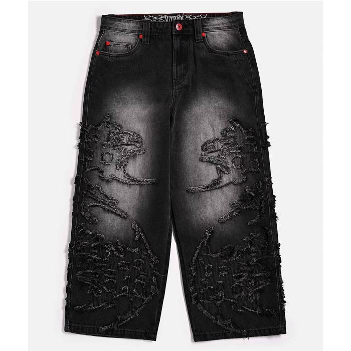【★百貨店SALE★6/11真夜中2時迄】Vitriol 【 Kids Void Black Wash Wide Leg Jeans Kids\u0027 Black 】 黒いこと 黒いこと デニム 黒いこと 黒いこと