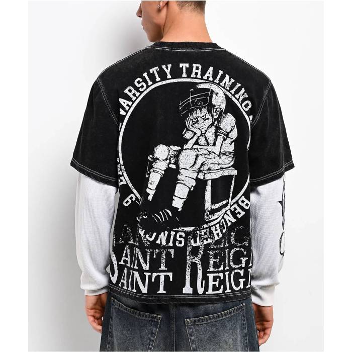 エンパイア Empyre 【 Sports Homie Black Wash & Natural 2Fer Long Sleeve T-Shirt Men\'s Black 】 黒色 ブラック ナチュラル Sleeve スリーブ Tシャツ メンズ 黒色 ブラック