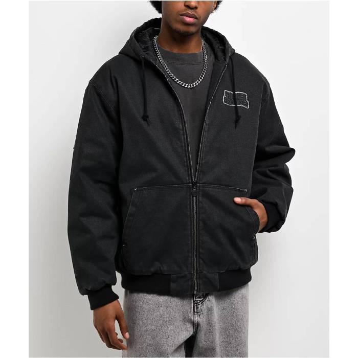 Broken Promises 【 Barbed Black Wash Hooded Denim Jacket Men's Grey 】 黒色 ブラック フード付 デニム Jacket ジャケット メンズ 灰色 グレー