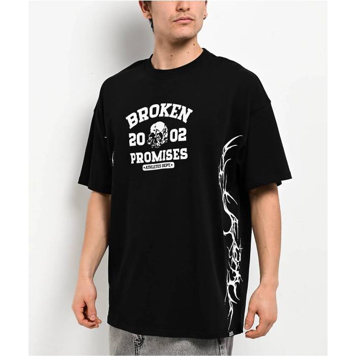 【★百貨店SALE★6/11真夜中2時迄】Broken Promises 【 Cyberathletic Black T-Shirt Men\u0027s Black 】 黒いこと 黒いこと ティーシャツ メンズ 黒いこと 黒いこと