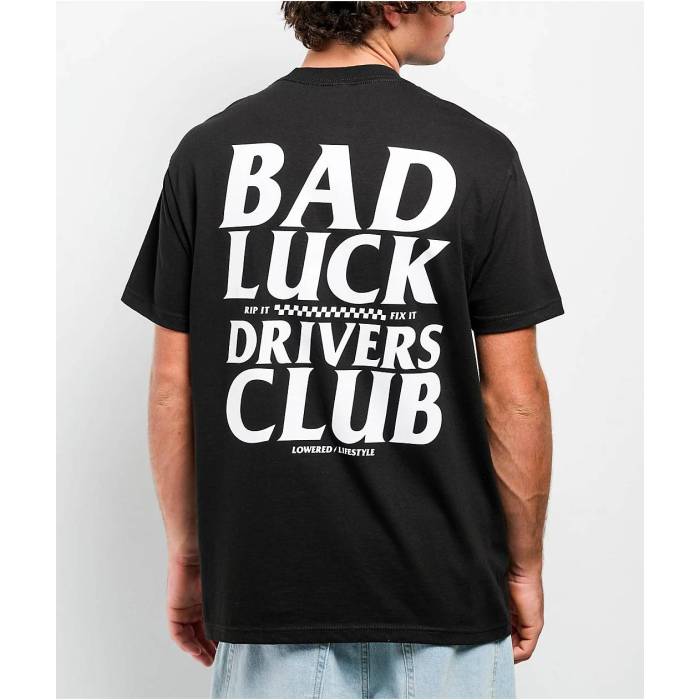 Lowered Lifestyle 【 Bad Luck Drivers Club Black T-Shirt Men's Black 】 クラブ 黒色 ブラック Tシャツ メンズ 黒色 ブラック