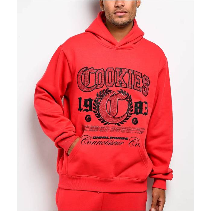 【★百貨店SALE★6/11真夜中2時迄】Cookies Clothing 【 Cookies Paradise Stone Red Hoodie Men\u0027s Red 】 エデンの園 Red 赤・赤いこと フーディー パーカー メンズ Red 赤・赤いこと