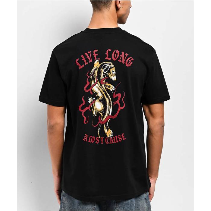 A Lost Cause 【 Live Long Black T-Shirt Men\u0027s Black 】 黒いこと 黒いこと プルオーバー メンズ 黒いこと 黒いこと