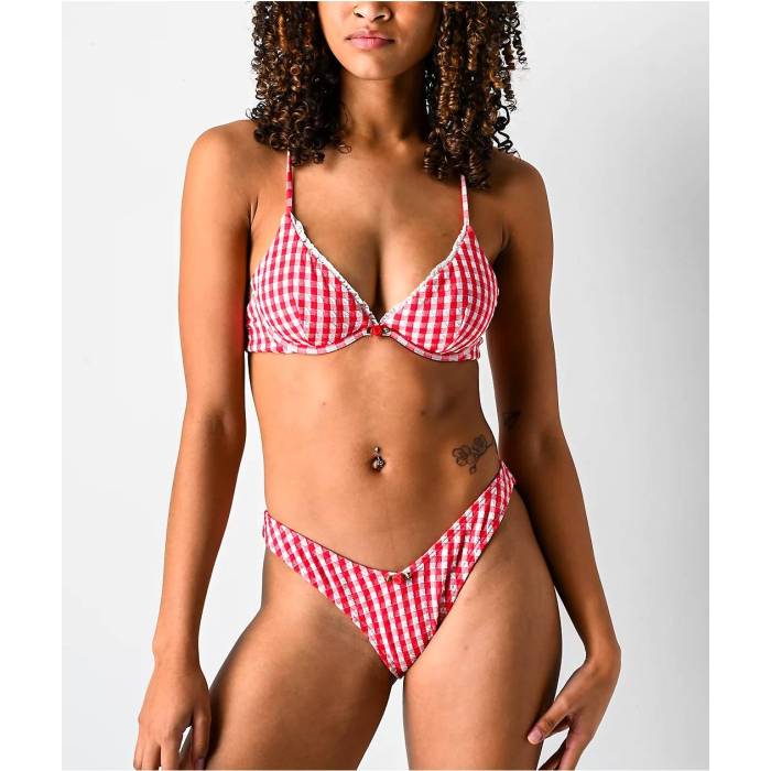 【★百貨店SALE★6/11十二時2時迄】Damsel 【 Carmen Red Gingham High Leg Bikini Bottom Women\u0027s Red 】 Red 赤・赤いこと 御機嫌 ズボン ボトムス レディース Red 赤・赤いこと