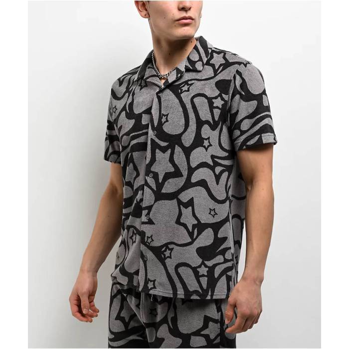 A.lab 【 Cruise Grey Terry Short Sleeve Button Up Shirt Men's Grey 】 灰色 グレー Sleeve スリーブ メンズ 灰色 グレー｜スニケス