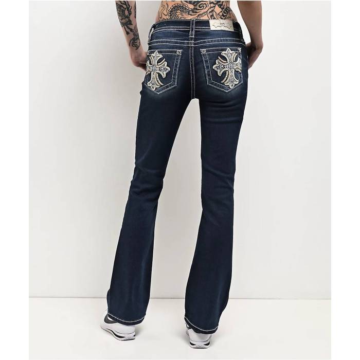 【★百貨店SALE★6/11十二時2時迄】ミスミー Miss Me 【 Cross Medium Wash Bootcut Jeans Women\u0027s Medium Blue 】 デニム レディース 青み 青色