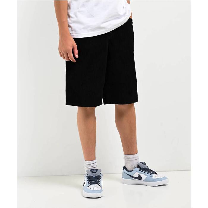 エンパイア Empyre 【 Kids Loose Fit Black Corduroy Skate Shorts Kids' Black 】 黒色 ブラック コーデュロイ Skate スケート ショーツ 黒色 ブラック