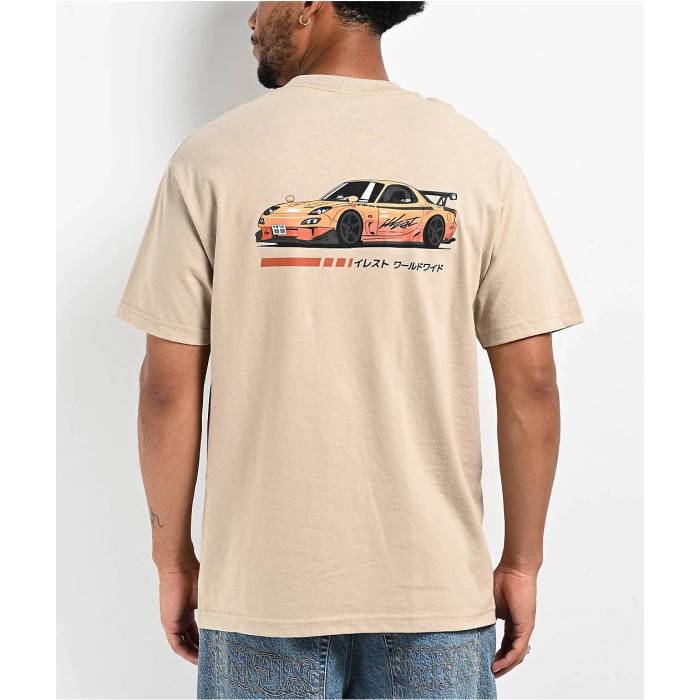 【★百貨店SALE★6/11真夜中2時迄】Illest 【 Racing Factory Cream T-Shirt Men\u0027s Natural 】 製造所 皮膚軟化剤 ティーシャツ メンズ 自然的