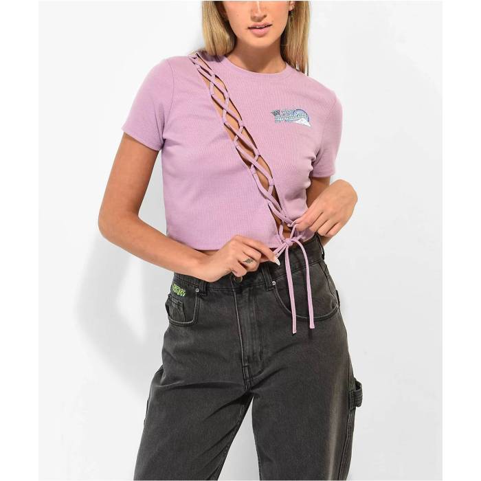 Your Highness 【 Another Day Purple Lace Front Crop Top Women\u0027s Purple 】 Purple 紫・パープル Crop クロップ レディース Purple 紫・パープル