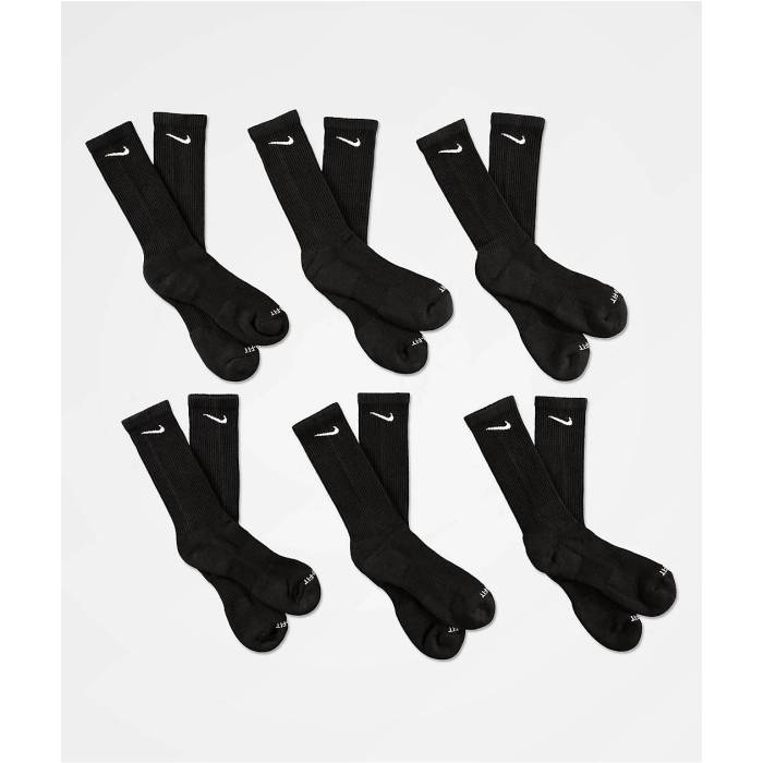 ナイキ Nike 【 Everyday Plus 6-Pack Black Crew Socks Men's Black 】 黒色 ブラック クルー ソックス・靴下 メンズ 黒色 ブラック|スニケス
