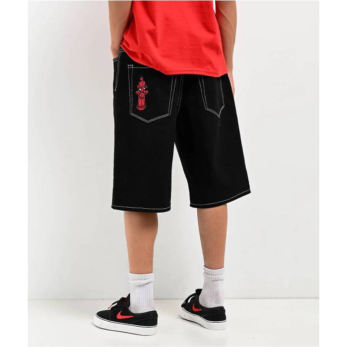 【★百貨店SALE★6/11真夜中2時迄】帝国 Empyre 【 Kids Ultra Loose Embroidered Black Skate Shorts Kids\u0027 Black 】 ultra ウルトラ 黒いこと 黒いこと Skate 滑る さる股引き 黒いこと 黒いこと