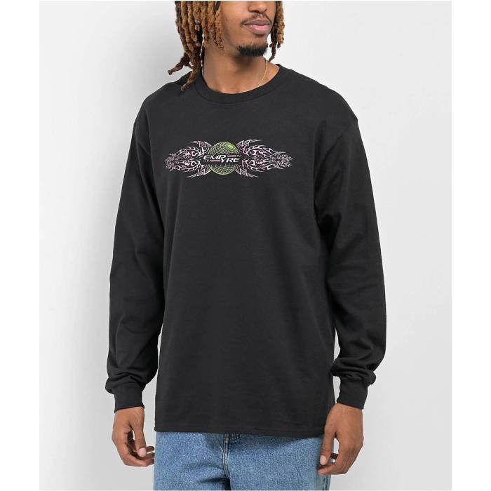 帝国 Empyre 【 Global Rave Black Long Sleeve T-Shirt Men\u0027s Black 】 黒いこと 黒いこと Sleeve 捩り プルオーバー メンズ 黒いこと 黒いこと