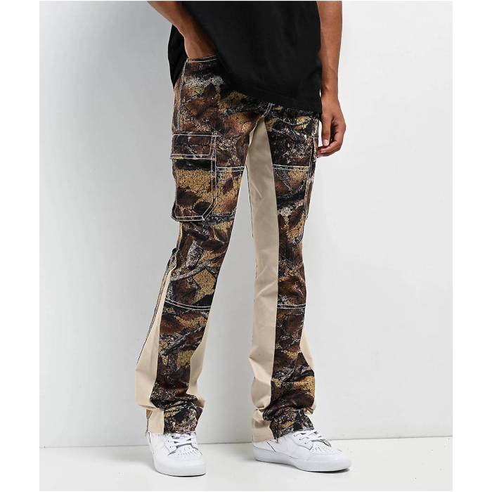 【★百貨店SALE★6/11十二時2時迄】Ninth Hall 【 Stacked Flare Beige Camo Cargo Pants Men\u0027s Brown 】 ベージュ 家鴨柄 積貨委託貨物 メンズ 赤銅色 赤銅色