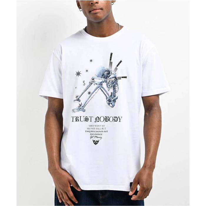 【★百貨店SALE★6/11真夜中2時迄】Hasta Muerte 【 Trust Nobody White T-Shirt Men\u0027s White 】 企業連合 白いこと 白いこと ティーシャツ メンズ 白いこと 白いこと