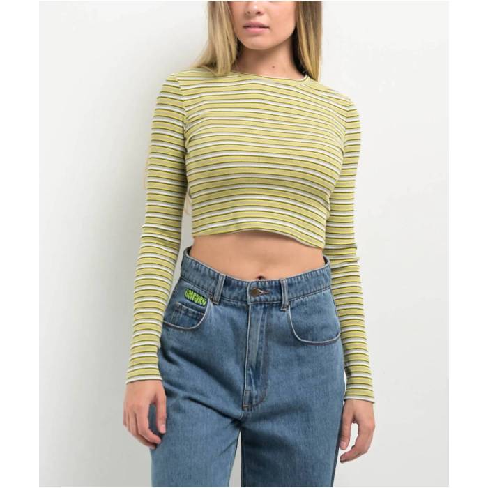 Zine 【 Shiloh Sage Long Sleeve Crop T-Shirt Women\u0027s Green 】 Sleeve 捩り Crop クロップ プルオーバー レディース green 緑・緑であること