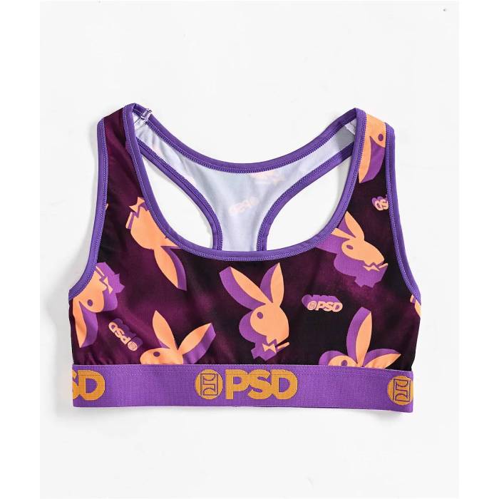 ピーエスディーアンダーウェア Psd Underwear 【 Psd X Playboy 3D Tumble Sports Bra Women's Purple 】 レディース Purple 紫・パープル
