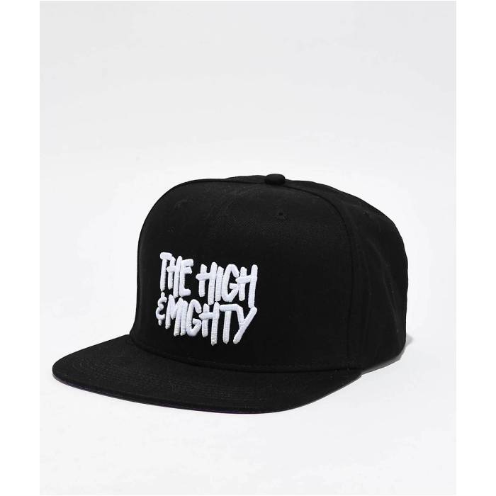 The High & Mighty 【 High & Mighty Side Burnie Black Snapback Hat Men's Black 】 ハイ 黒色 ブラック Snapback スナップバック バッグ メンズ 黒色 ブラック