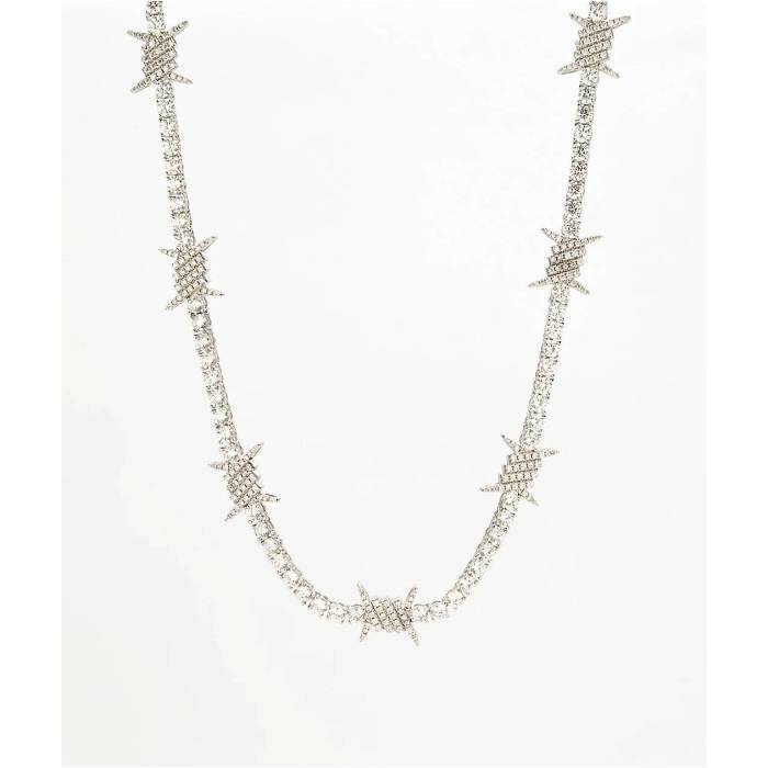 【★百貨店SALE★6/11十二時2時迄】The Gold Gods 【 White Gold 20\" Barbed Wire Tennis Chain Necklace Men\u0027s Silver 】 白いこと 白いこと ゴールド 庭球 首飾り メンズ Silver しろがね色・しろがね色"