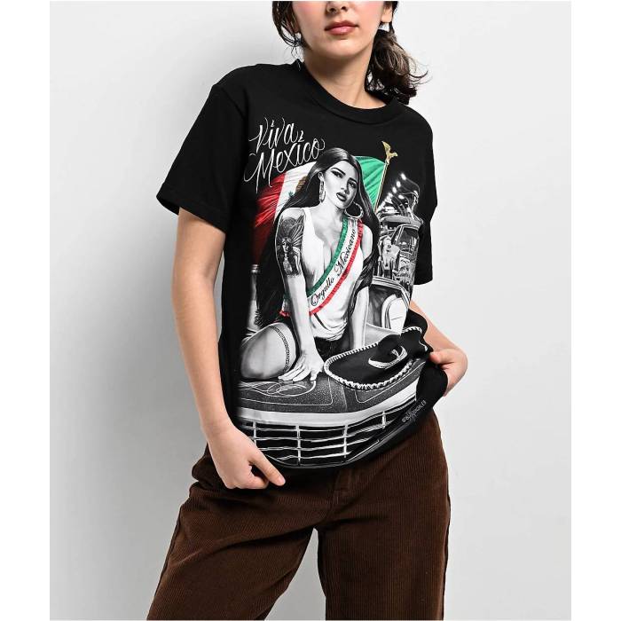 Dga 【 Viva Mexico Black T-Shirt Women\u0027s Black 】 メキシコ合衆国 黒いこと 黒いこと プルオーバー レディース 黒いこと 黒いこと