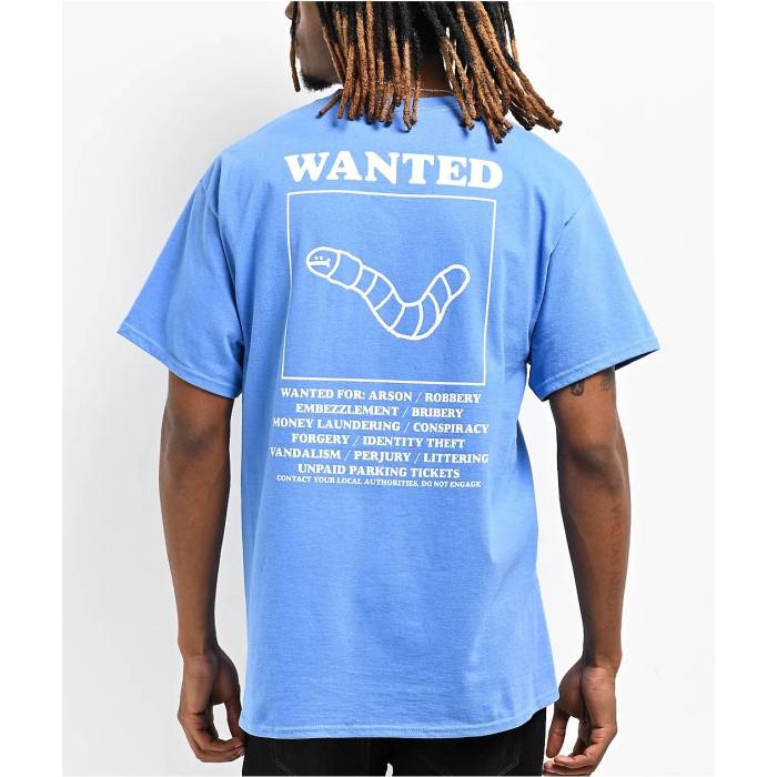 A.lab 【 Wanted Worm Blue T-Shirt Men's Blue 】 青色 ブルー Tシャツ メンズ 青色 ブルー