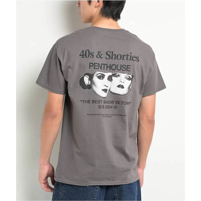 【★百貨店SALE★6/11真夜中2時迄】40S \u0026 Shorties 【 X Penthouse Co-Branded Charcoal T-Shirt Men\u0027s Charcoal 】 濃灰色 ティーシャツ メンズ 濃灰色