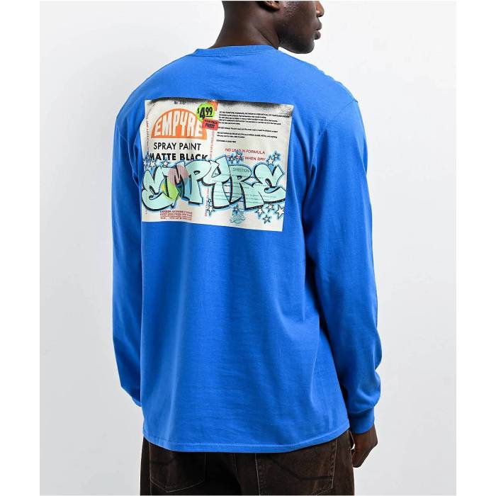 帝国 Empyre 【 Spray Can Blue Long Sleeve T-Shirt Men\u0027s Blue 】 青味 青み Sleeve 捩り プルオーバー メンズ 青味 青み