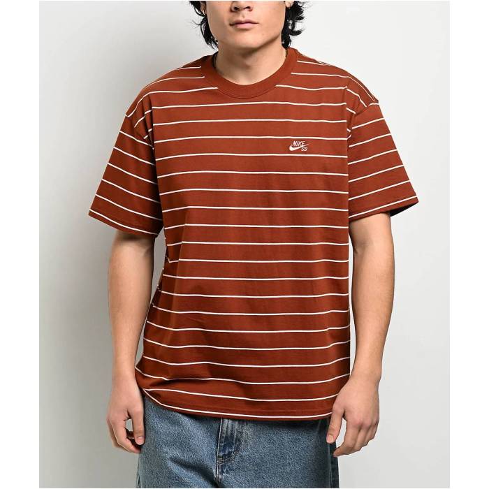 ナイキ Nike 【 Sb Max90 Striped Brown T-Shirt Men's Brown 】 エスビー 茶色 ブラウン Tシャツ メンズ 茶色 ブラウン