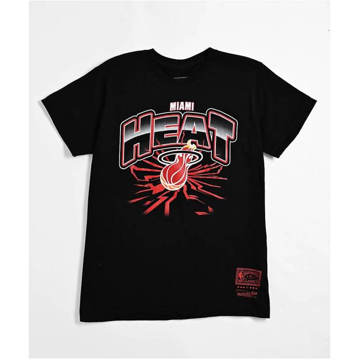 【★百貨店SALE★6/11十二時2時迄】ミッチェル\u0026ネス Mitchell \u0026 Ness 【 Kids Miami Heat Black T-Shirt Kids\u0027 Black 】 マイアミ 高熱 黒いこと 黒いこと プルオーバー 黒いこと 黒いこと