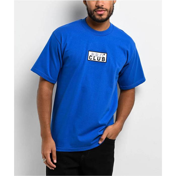 Pro Club 【 Member Box Logo Blue T-Shirt Men's Blue 】 ボックス ロゴ 青色 ブルー Tシャツ メンズ 青色 ブルー