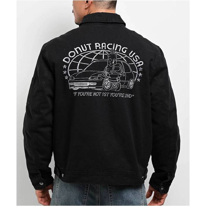 Donut 【 Racing Usa Black Canvas Jacket Men's Black 】 黒色 ブラック Jacket ジャケット メンズ 黒色 ブラック
