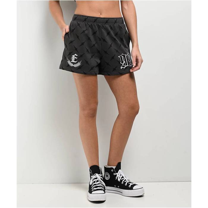 帝国 Empyre 【 Jules Diamond Plate Grey Sweat Shorts Women\u0027s Charcoal 】 ジュールス 金剛石 薄墨色 薄墨色 Sweat 流汗 さる股引き レディース 濃灰色