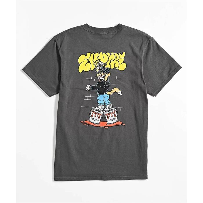 【★百貨店SALE★6/11真夜中2時迄】帝国 Empyre 【 Kids Graffiti Cat Grey T-Shirt Kids\u0027 Dark Grey 】 薄墨色 薄墨色 ティーシャツ 薄墨色 薄墨色