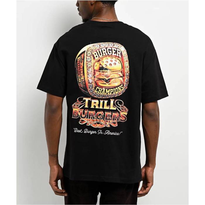 Trill Burgers 【 Champions Black T-Shirt Men\u0027s Black 】 黒いこと 黒いこと プルオーバー メンズ 黒いこと 黒いこと
