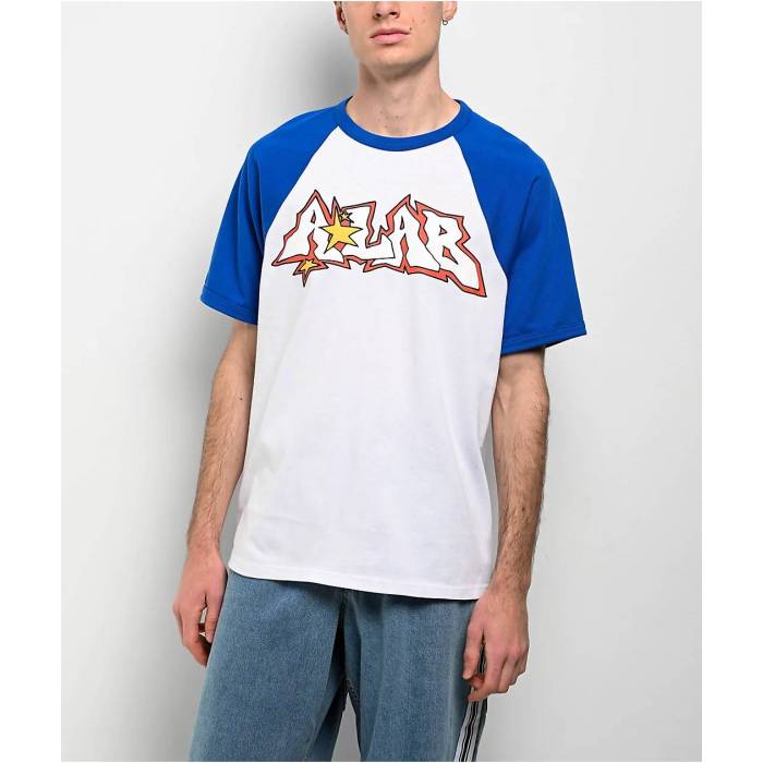 A.lab 【 Pixel White \u0026 Blue Raglan T-Shirt Men\u0027s White 】 白いこと 白いこと 青味 青み Raglan ラグラン プルオーバー メンズ 白いこと 白いこと