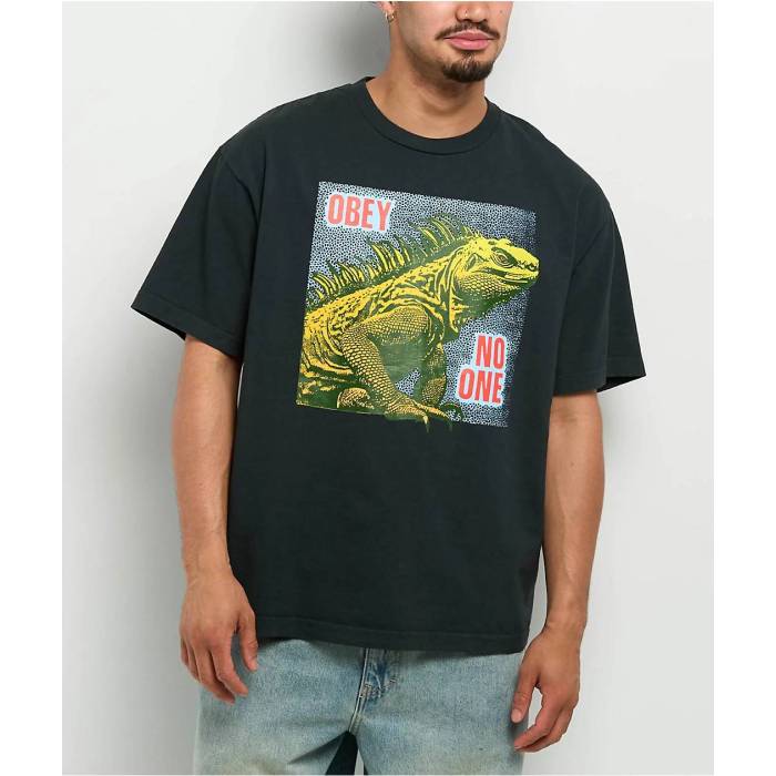 オベイ Obey 【 No One Reptile Charcoal T-Shirt Men's Charcoal 】 チャコール Tシャツ メンズ チャコール 13,703円